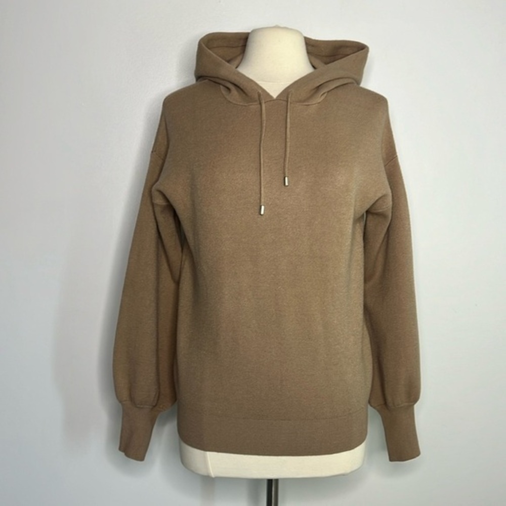 Magaschoni tan cozy hoodie sweater with baloon sleeves size small